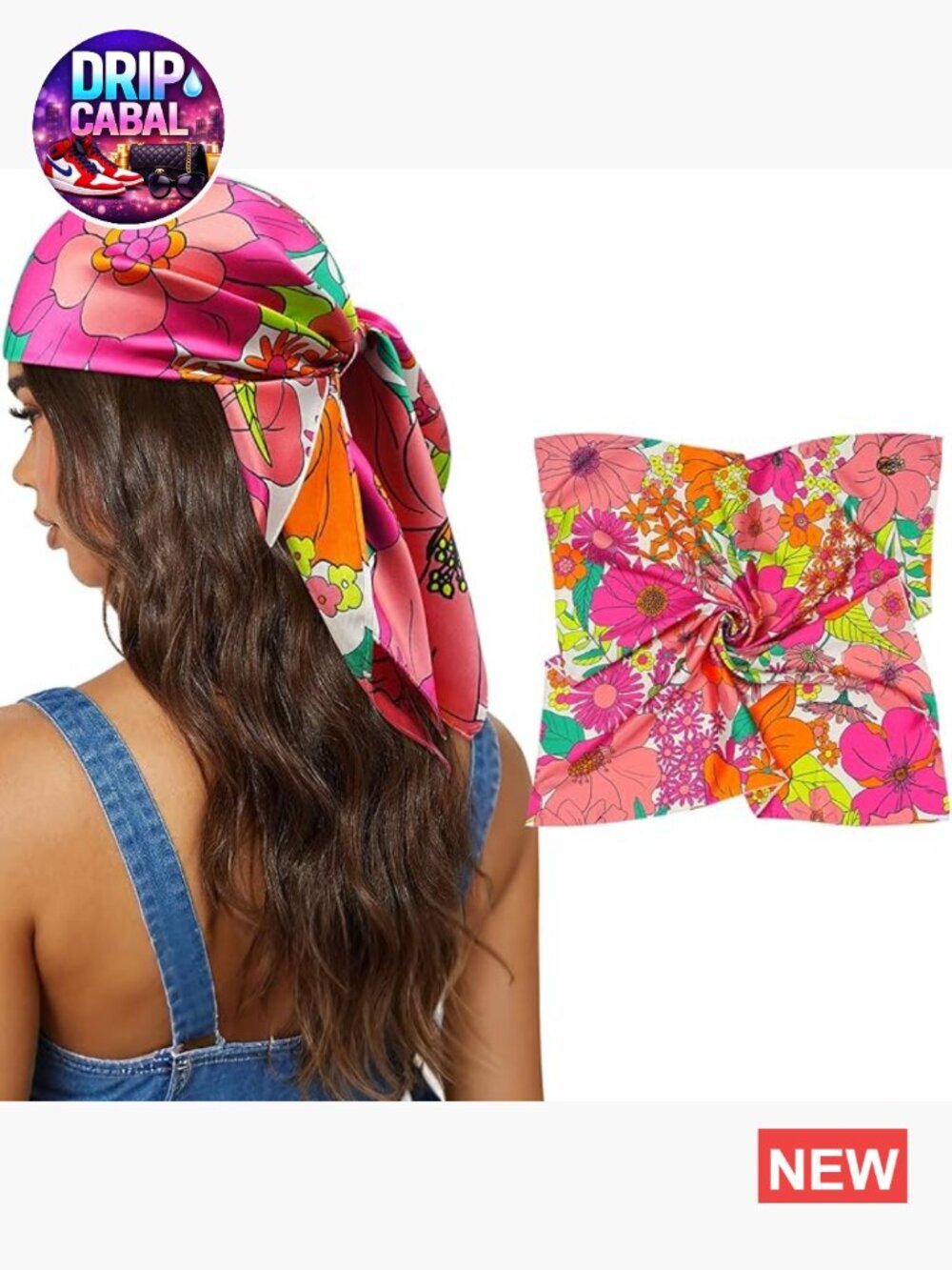27.5" Satin Head Scarf Reversible Double-Sided Silk-Like Wrap for Sleeping